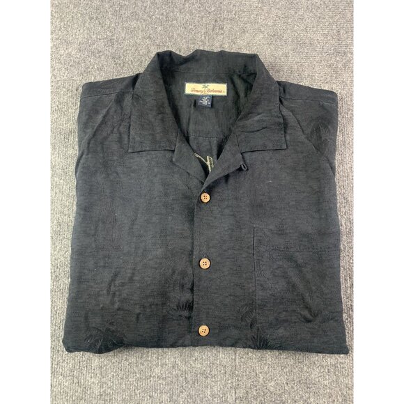 Tommy Bahama Mens 100% Silk Short Sleeve Shirt Liquid Asset Size XL Black - Picture 1 of 9